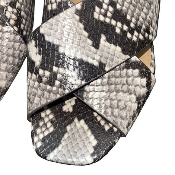 Michael Michael Kors Abbott Python Criss Cross‎ Leather Mules Size 7.5 - Picture 4 of 10